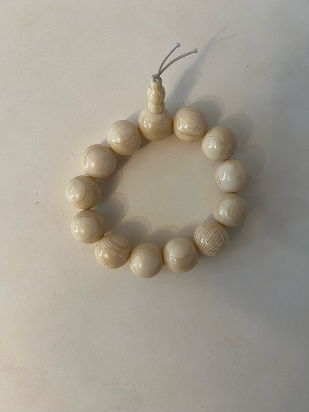 Ivory Wood-Grain Beaded Bracelet, Bought In China